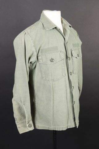 Vintage 70s Us Army Og - 107 Sateen Uniform Fatigue Utility Shirt Usa Mens Medium