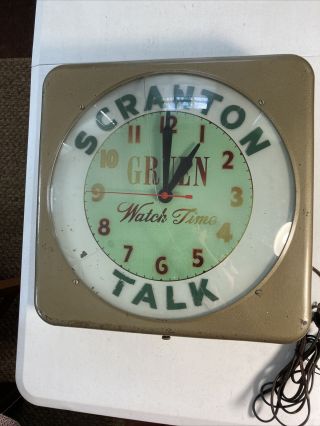Antique Electric Dualite Advertising Clock Gruen Watch Time Scranton Talk