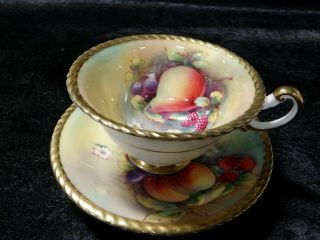 Paragon Tea Cup And Saucer Yellow & Gold Fruit Patterned