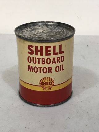 Vintage Shell Outboard Motor Oil Can 1/2 Pint.  Steel