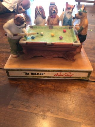 Hoffman " The Hustler " Pool Playing Dogs 1978 Porcelain Decanter
