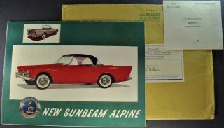 1959 - 1960 Sunbeam Alpine Roadster Sales Brochure Folder,  Envelope