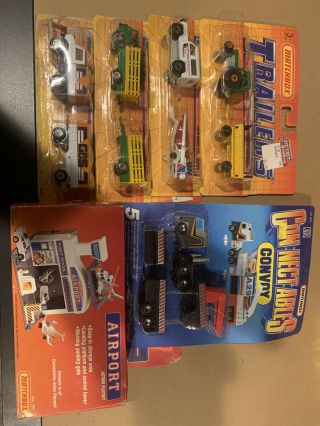 (4) Matchbox Trailers 1990,  Airport,  Convoy