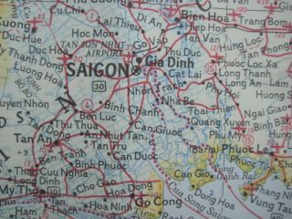 Large 1967 Map VIETNAM LAOS CAMBODIA THAILAND Khe Sanh Da Nang Saigon Hanoi Hue 2