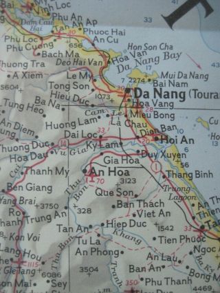 Large 1967 Map VIETNAM LAOS CAMBODIA THAILAND Khe Sanh Da Nang Saigon Hanoi Hue 3