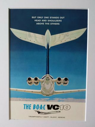 1964 B.  O.  A.  C.  Vc10 Print Ad.  Aviation Airline.  Ephemera