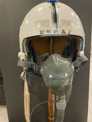 Korea Vietnam War Era Usaf American Fighter Pilot Helmet W/ Oxygen Mask