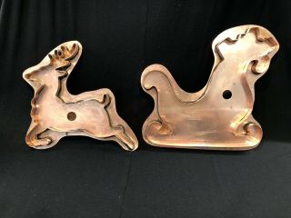 Old River Road Large Copper Cookie Cutters: Sleigh & Reindeer: Solid Copper