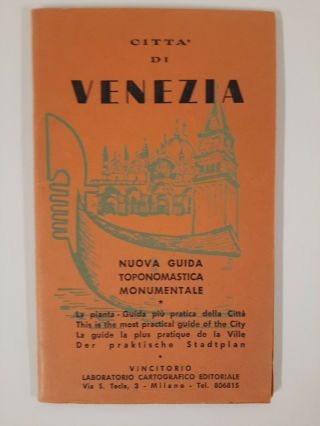 Venice Map Italian 1960 Venezia Italy Tourist Guide