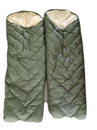 Pair Vintage Military Sleeping Bags Mummy Vietnam Era Army 60s Cold Weather Usa