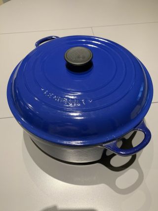 Le Creuset France 30 Blue Enamel Cast Iron Round Dutch Oven With Lid 9 Qt