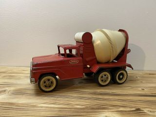 Vintage Large 1960’s Tonka Red Cement Mixer Truck Pressed Steel Mound Minn.