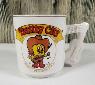 Vintage Twitty City Music Village Usa Tweety Mug Cup Ceramic Guitar Handle