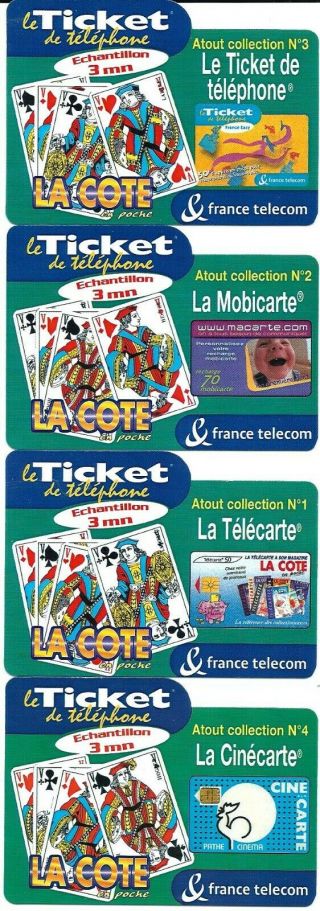 Télécarte / 4 Tickets Téléphone - La Cote En Poche / Échantillon 3 Mn - Neufs