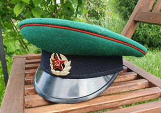 Russian Soviet Kgb Border Guard Soldier Parade Uniform Cap Hat Size 54 Cockade