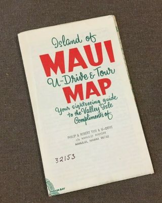 Vintage 1960s Island Of Maui Drive And Tour Map Hawaii