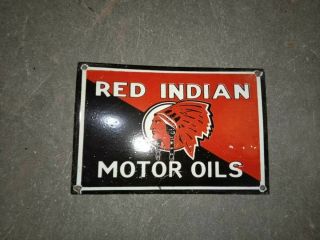 Porcelain Red Indian Enamel Sign Size 12 " X 8 " Inches