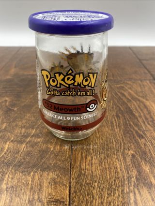 Pokemon Meowth 52 Welchs Jar Glass Nintendo Cup 1999