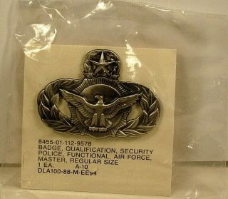 Usaf Air Force Master Security Police Oxidize Large Badge Pin Insignia Obsolete