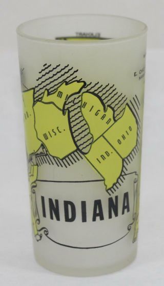 Vintage Hazel Atlas Indiana State Souvenir Frosted Glass Tumbler