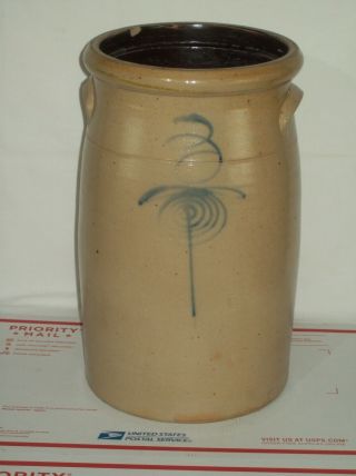 Primitive 3 Bee Sting Red Wing Stoneware Butter Churn Crock Displays Well