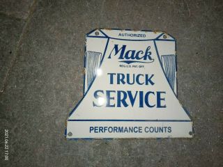 Porcelain Mack Truck Service Enamel Sign Size 8 " X 7 " Inches