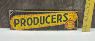 Producers Seed Company Porcelain Metal Sign Corn Farm Tractor Agriculture Gas