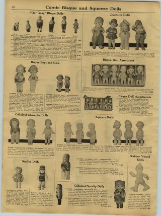 1931 Paper Ad Our Gang Bisque Dolls Farina Pete Dog Rubber Katzenjammer Family