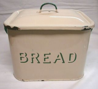 Vintage Unique Enamel Ware Bread Box Farmhouse Find