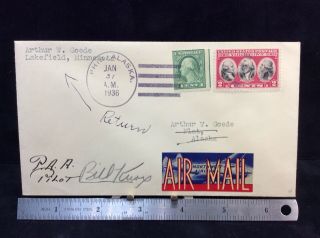 Alaska Pan Am 1936 Airmail Cover Ophir To Flat Pilot Signed By Bill Knox Paa