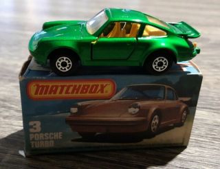 1978 Matchbox Superfast 3 Porsche 911 Turbo Rare Green Nib