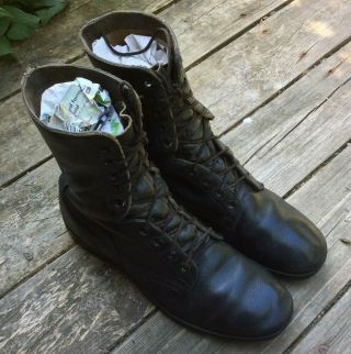 Us Military Post Vietnam War Black Leather Combat Boots Ro Search 11 - 1/2r 1984