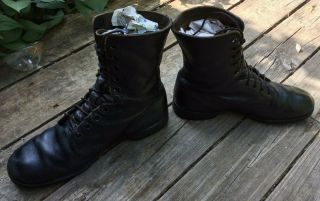 US Military Post Vietnam War Black Leather Combat Boots Ro Search 11 - 1/2R 1984 2