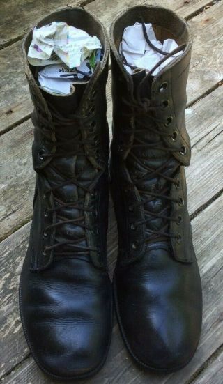 US Military Post Vietnam War Black Leather Combat Boots Ro Search 11 - 1/2R 1984 3