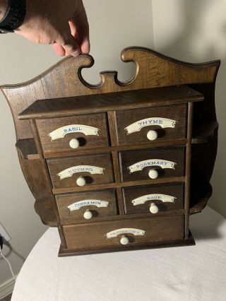Vintage Wooden Spice Rack - 7 Cabinets 16” X 15.  5”