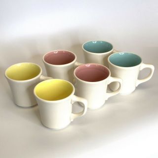 Set Of 6 Vintage Taylor Smith & Taylor Chateau Buffet Coffee Mugs Cream 3 Color