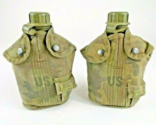 2 Vintage 1976 Us Military Army Issue Water Canteen W/ Canvas Cover Ships