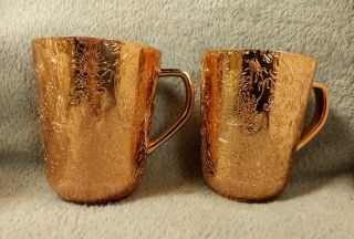 2 X Absolute Elyx Vodka Copper Moscow Mule Mugs Pair Cups W/ Handle Once Nm