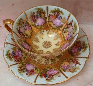 Vintage Jean - Honore Love Story Bone China Teacup And Saucer From Germany.