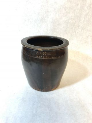 Antique F.  H.  Cowden Harrisburg Stoneware Crock Brown 2 Tone Glaze