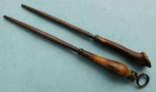 2x Antique Sheffield Knife Sharpening Steels Horn & Stag Handles 1900s