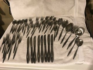 47 Pc Complete Set For 8 Oneidacraft Deluxe Stainless Flatware Lasting Rose