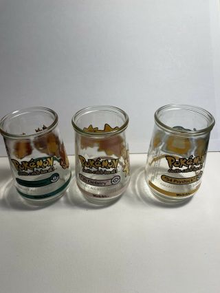 Pokemon Welchs Jelly Jar Juice Glass 1999 Collectible Cups Set Of 3 Charmander