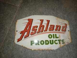 Porcelain Ashland Oil Product Enamel Sign 10 " X 6 " Inches