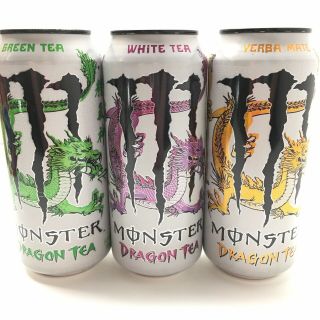 Monster Dragon Tea White Green Yerba Mate Teas Energy Drink 15.  5 Fl Oz Full Cans