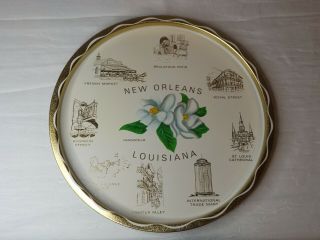Vintage Orleans Metal Souvenir Serving Tray Platter With 6 Coasters 11 