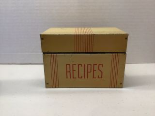 Vintage Art Deco 1942 Metal Tin Recipe Box The Ohio Fuel Gas Co W Recipe Cards