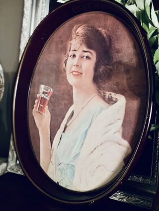 Vintage Drink Coca Cola”gibson Girl” Oval Tin Tray 1973