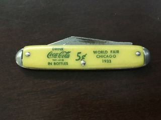 3.  5 " Coca - Cola 1933 Chicago Worlds Fair 5c Pocket Knife Marked Usa