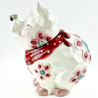 BICO China Pig Cookie Jar Canister Butterfly on Nose Flowers Country Farmhouse 2